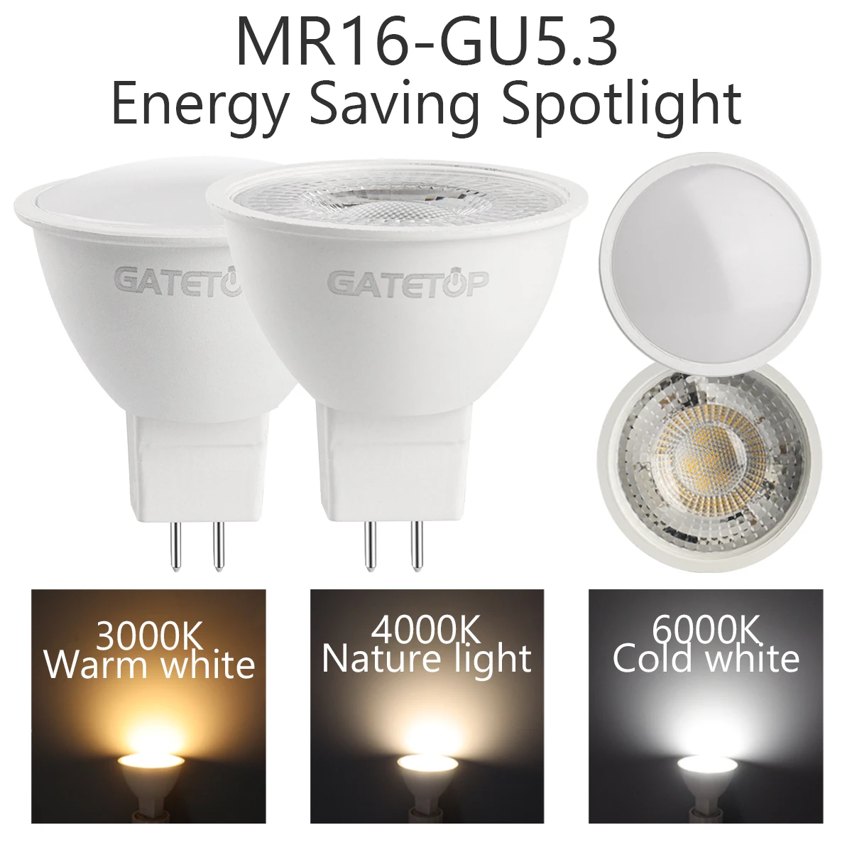 10 Stück LED-Spotlight-Glühbirne GU5.3 Lampe MR16 AC 110V 220V 12V Illas Spotlicht ersetzt die 50W Halogenlampe für den Heimgebrauch.
