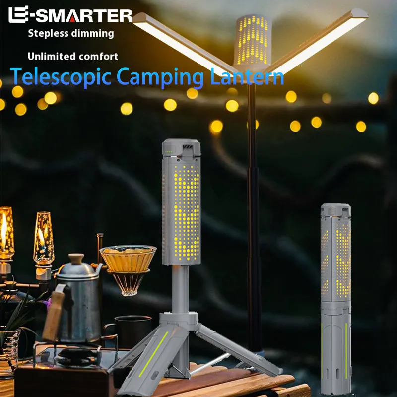 Teleskop-Campinglaterne, wiederaufladbar, wasserdicht, Taschenlampen, dimmbare Beleuchtung, Campinglampe für Notfall, Camping, Wandern