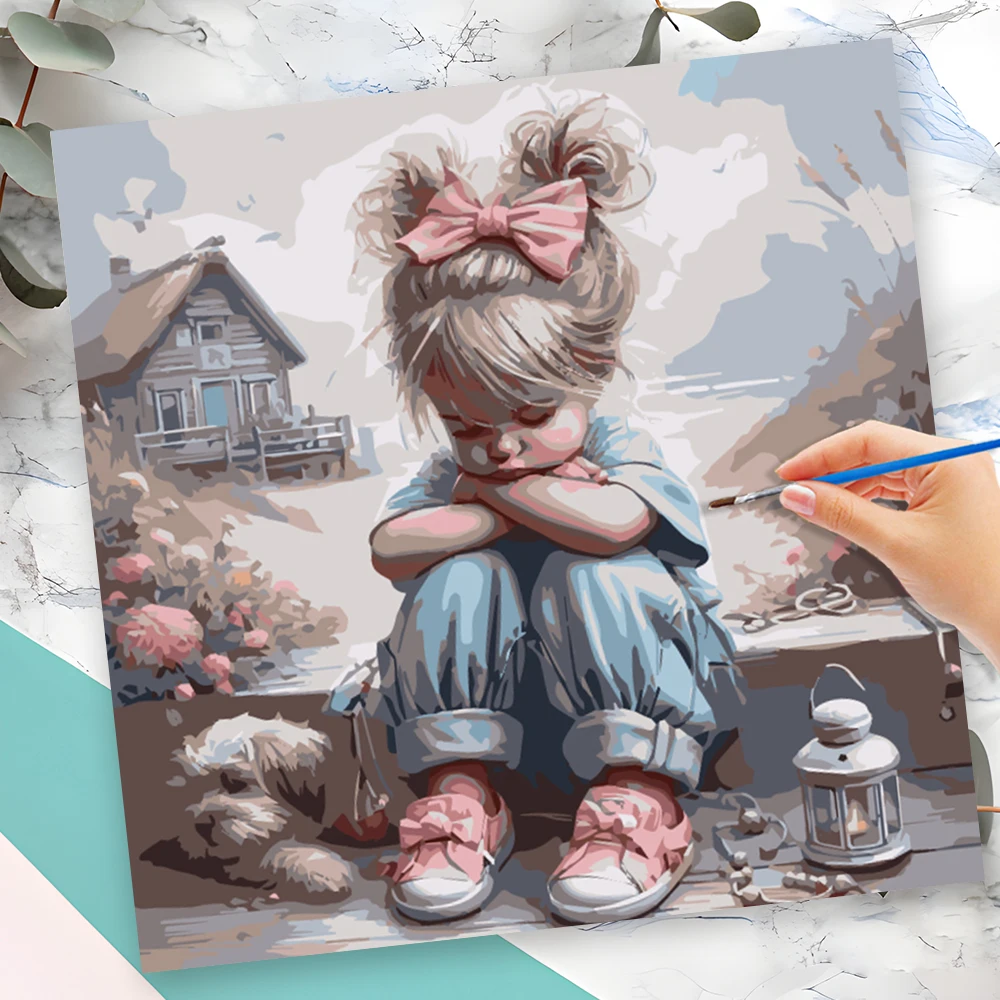 Momoart Bild nach Zahlen, Mädchenfigur, ohne Rahmen, Malen nach Zahlen, Porträt, Cartoon, handgemalt, zum Ausmalen, Zeichnen, Basteln, DIY-Geschenk