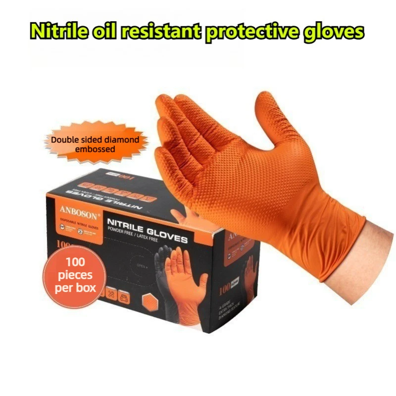 Nitril-Ölbeständige Schutzhandschuhe mit Doppelseitiger Diamantprägung Geeignet für Industrie und Haushalt Image