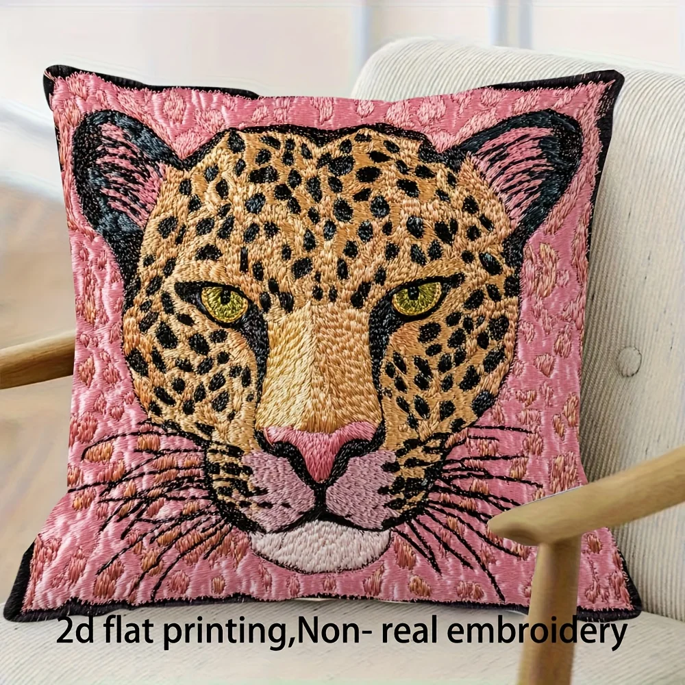 VIKAMA Kissenbezug mit rosa Leopardenmuster, doppelseitig bedruckter Kissenbezug, Kissenbezug für Schlafzimmer und Wohnzimmer Image