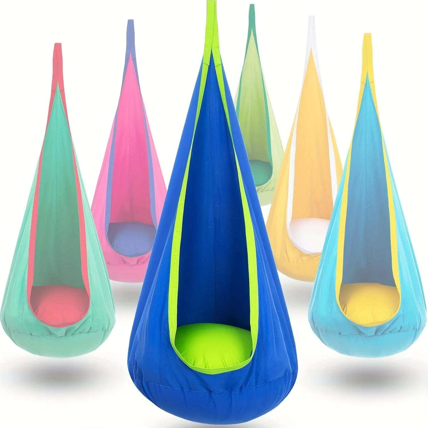 Schaukelsitz – Hängender Hängesessel für den Innen- und Außenbereich mit aufblasbarem Kissen und Tasche – Hängesessel mit aufblasbarem Kissen Image