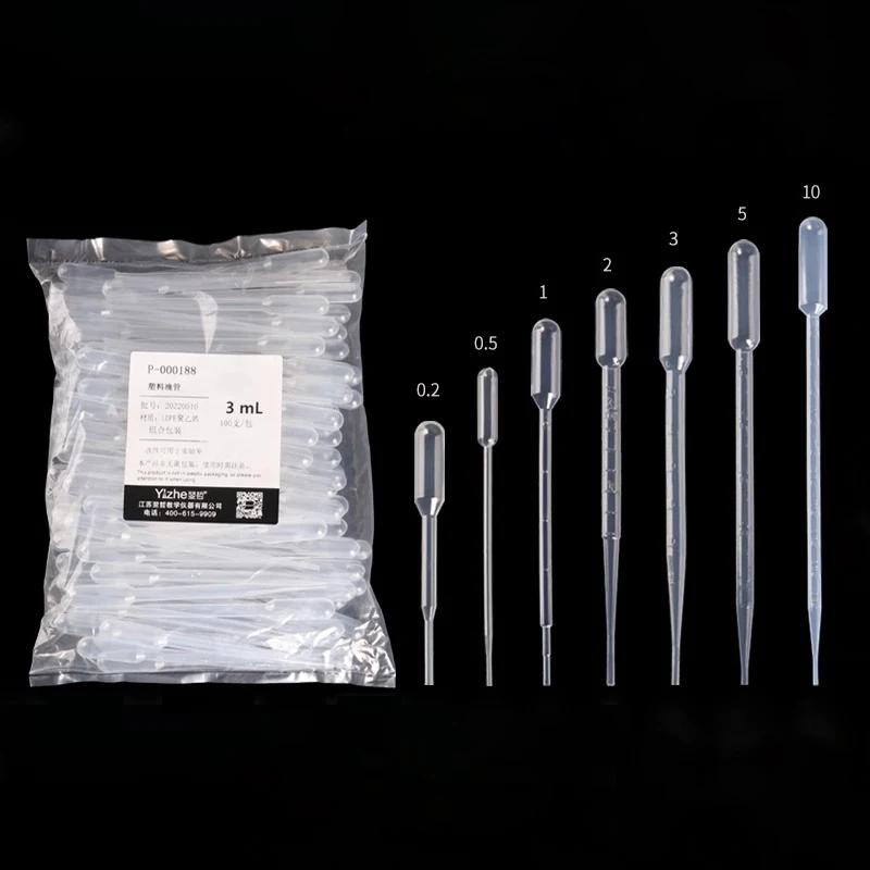 Labor 0,2 ml 0,5 ml 1 ml 2 ml 3 ml 3 ml-L 5 ml 10 ml Kunststoff Pasteurpipette Übertragung Einweg-Tropfer Image