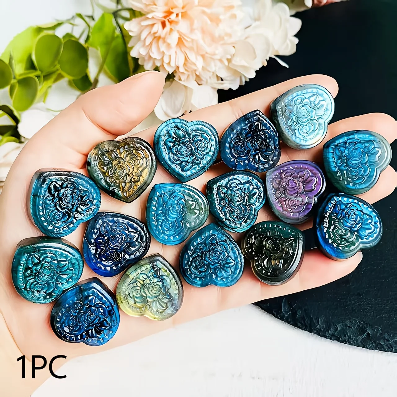 Natürlicher Labradorit Kleine Liebesornamente, Anhänger-Schmuck, Heimdekoration Exquisite Geschenke, Synthetische Edelsteine im Großhandel Image