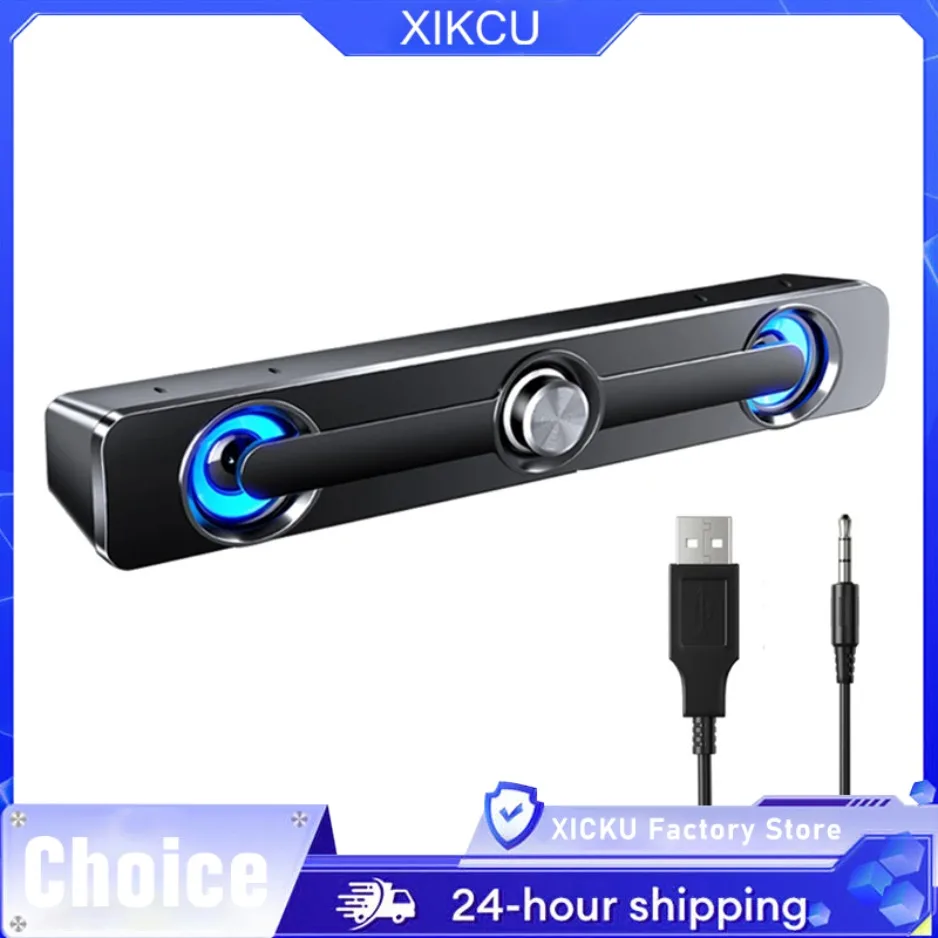 V-111 Computer-Lautsprecher, USB-Kabel, leistungsstarke Bar, Stereo-Subwoofer, Bass-Lautsprecher, Surround-Box für PC, Laptop, Telefon, Tablet, MP3, MP4 Image