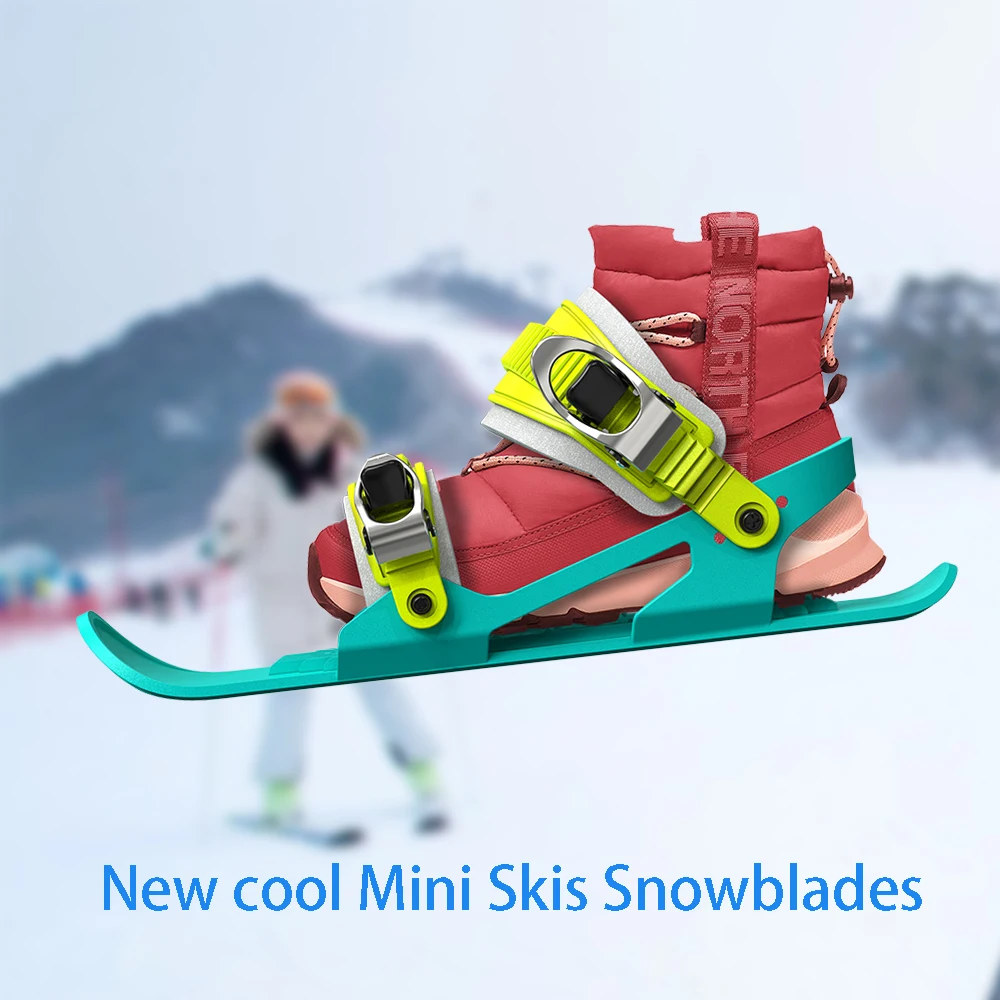 Mini-Kurz-Ski-Skates für Kinder, Snowboard, verstellbar, für Erwachsene, kurze Schnee-Skateboard-Stiefel, Skiboards, tragbar für den Winter im Freien