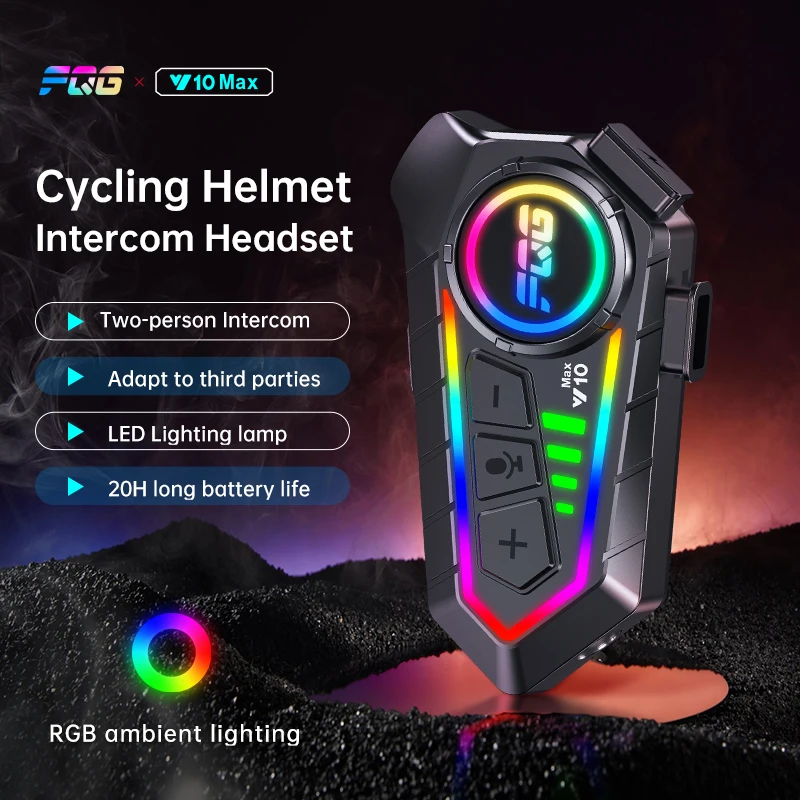 Helm-Kopfhörer, Bluetooth 6.0, wasserdicht, vorne und hinten, 10 m, Gegensprechanlage mit Beleuchtung, 1000 mAh, 20 Stunden Akkulaufzeit, kostenloser Anruf Image