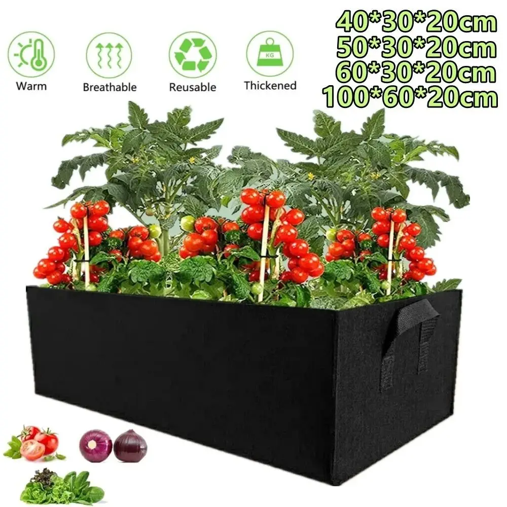 Garten Pflanz beutel mit Griffen Multi-Size-Filz wachsen Tasche Rechteck Pflanzen Kindergarten Topf Gemüse Tomaten Kartoffel Pflanzen Image