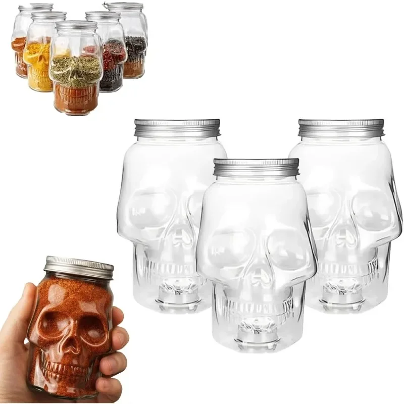 Hochwertige 6er-Pack Transparente Totenkopf-Plastikdosen für Heimdekoration, Partydekoration-Zubehör Image