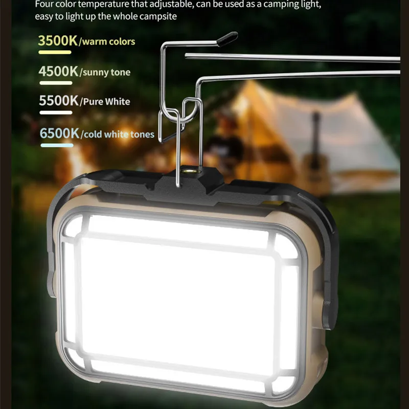 COB-Reparatur-Inspektionslampe, wiederaufladbar, für den Außenbereich, Flutlicht, 5 Beleuchtungsmodi, hohe helle Notfall-Camping-Arbeitsleuchte mit Haken