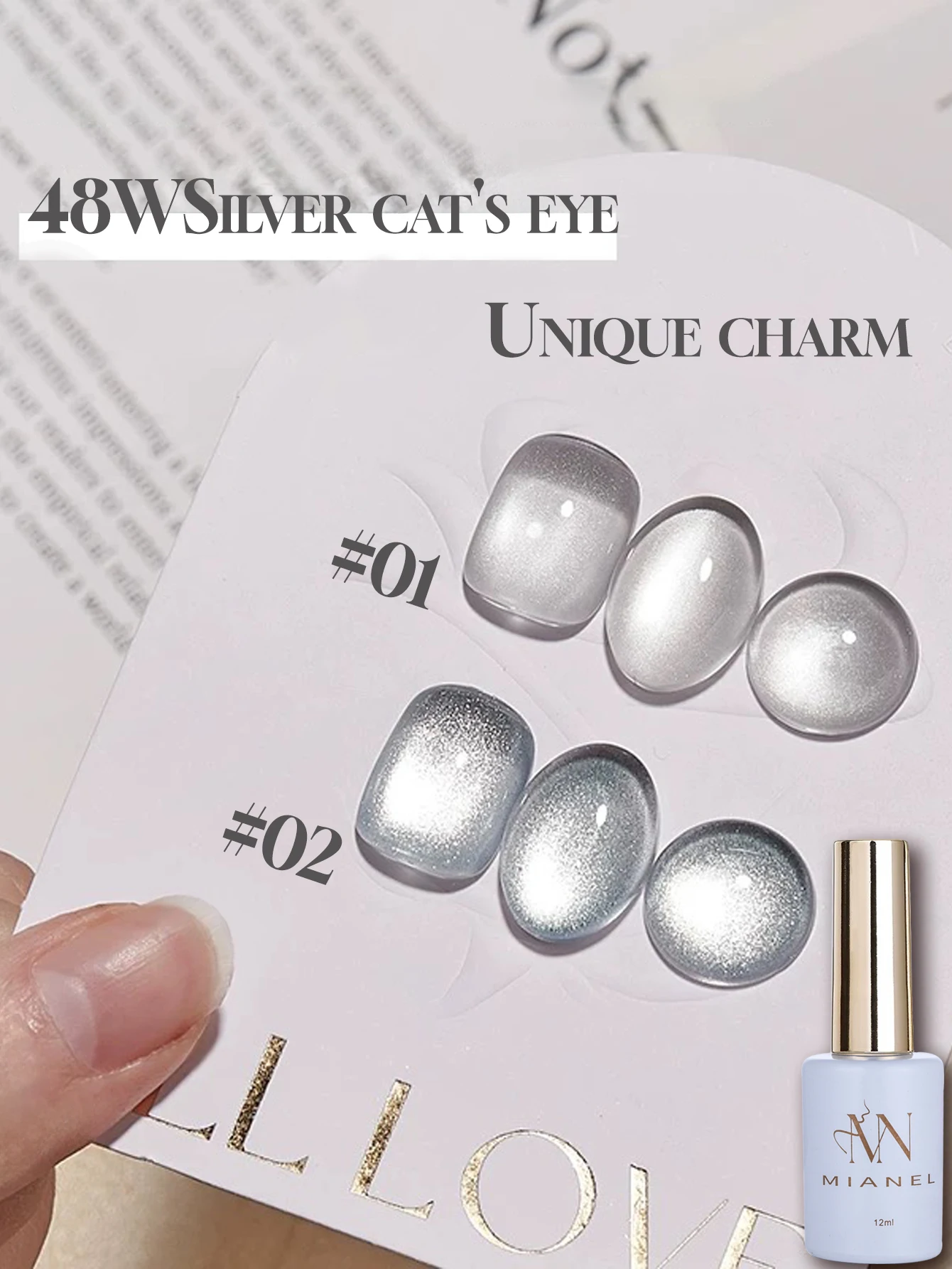 MN 12ML 1 Stück 2026 Herbst und Winter Flash Water Light Weißer Katzenaugen-Gel-Nagellack Weiße Nägel Weihnachtsnägel UV-Licht-Nägel Image