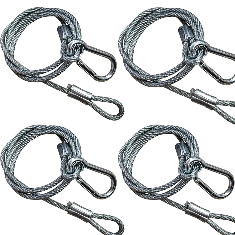 1/4 Stück fortschrittliches Bühnenlicht-Sicherheitskabel, schwarzes Lager, 60 kg Durchmesser, 4 mm, 30,3 Zoll Stahl-Sicherheitsseil, verwendet für Bühnenbeleuchtung, fl Image