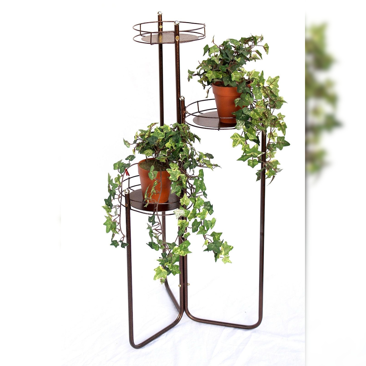 DanDiBo Blumentreppe Metall 90 cm Blumenständer mit 3 Ablagen Art.2A Blumenregal Blumensäule Pflanzenständer Pflanzentreppe Image