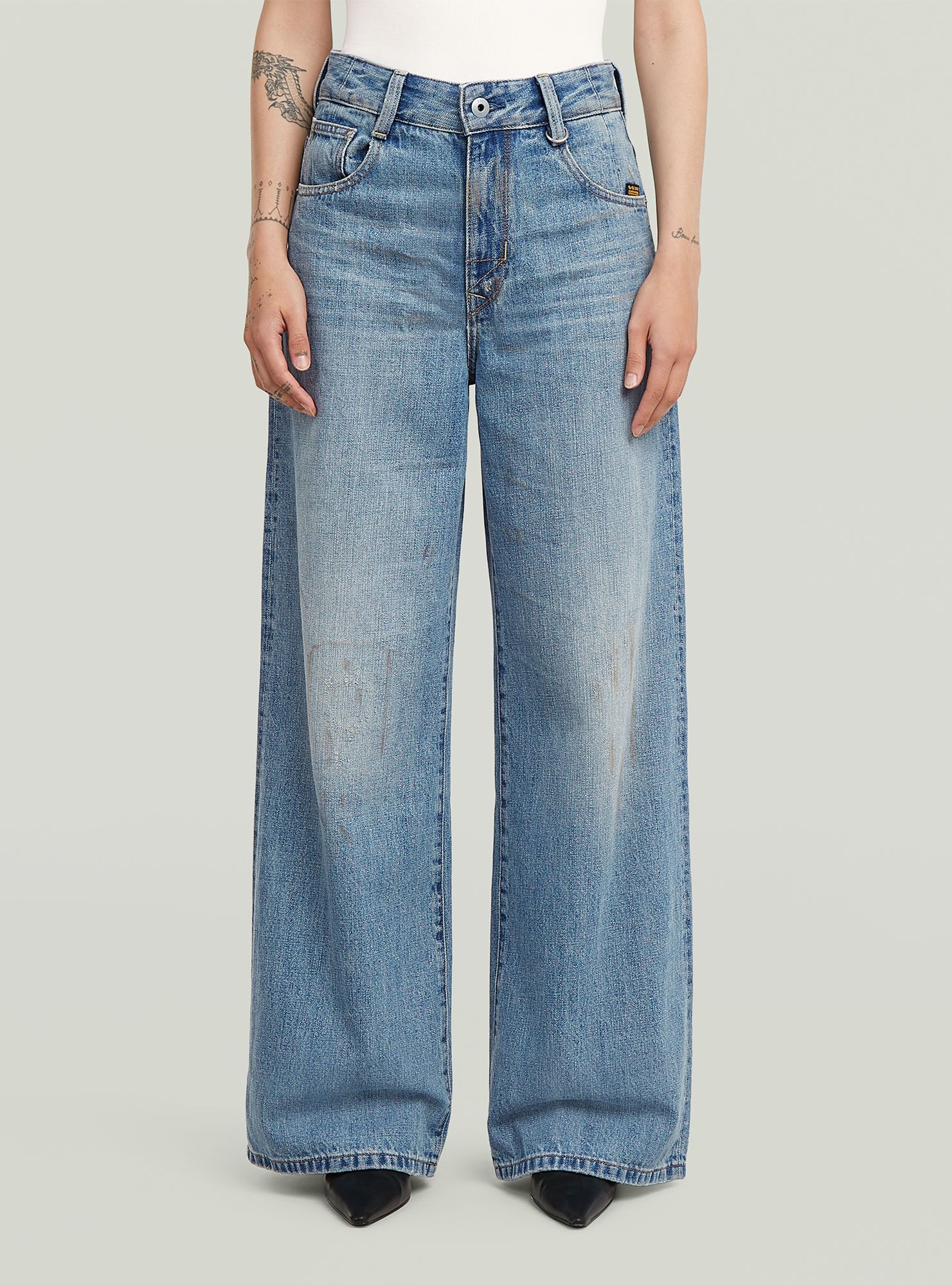 5-Pocket-Jeans G-STAR "Skater High Loose Jeans", Damen, Gr. 26, Länge 30, vintage patina blau restorot, Obermaterial: 100% Baumwolle, Jeans 5-Pocket-Jeans