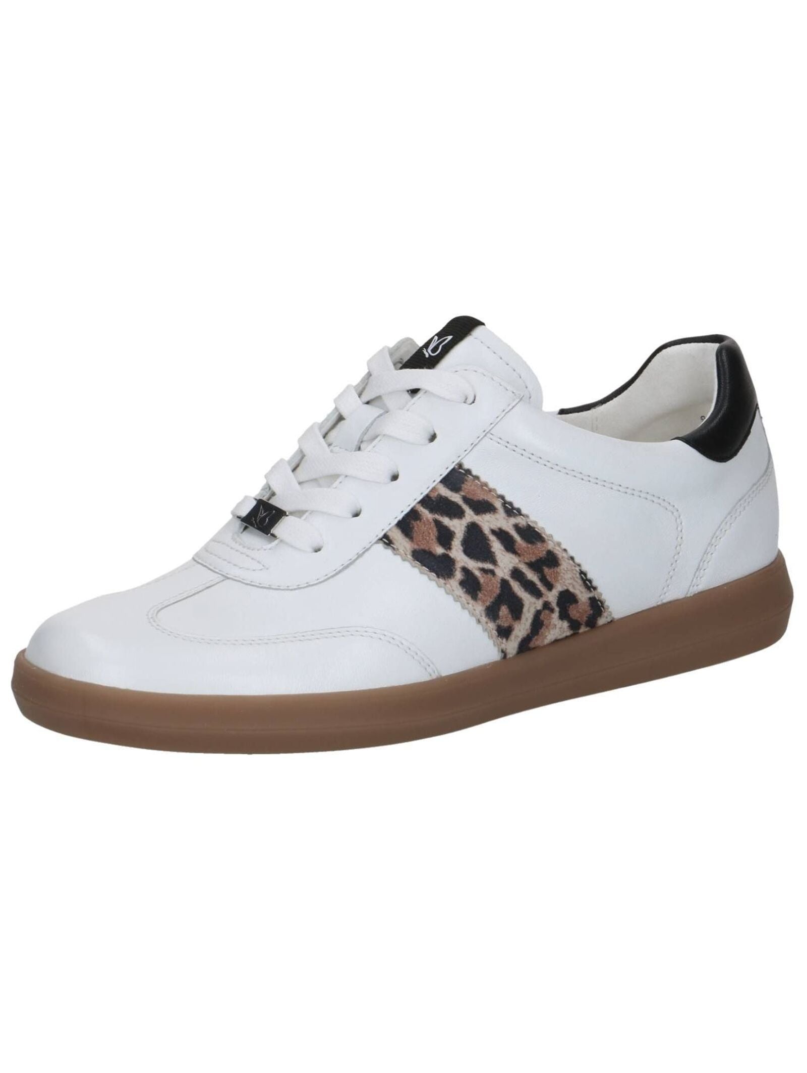 Sneaker CAPRICE "Caprice Sneaker Leder", Damen, Gr. 39, weiß, braun, Leder, Schuhe Sneaker