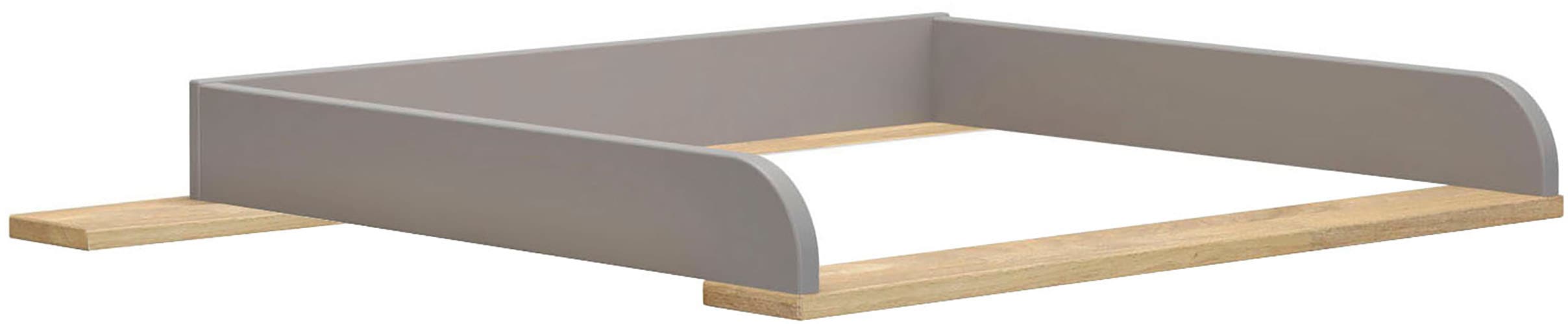 Wickelaufsatz PAIDI "STIENE in Beige oder Grau, zur Erweiterung der Kommode", schiefergrau, eiche massiv, B:123cm H:12cm T:80cm, Wickelaufsätze, Wickelaufsatz, Wickelauflage mit Eiche Massivholz und gerundeten Kanten