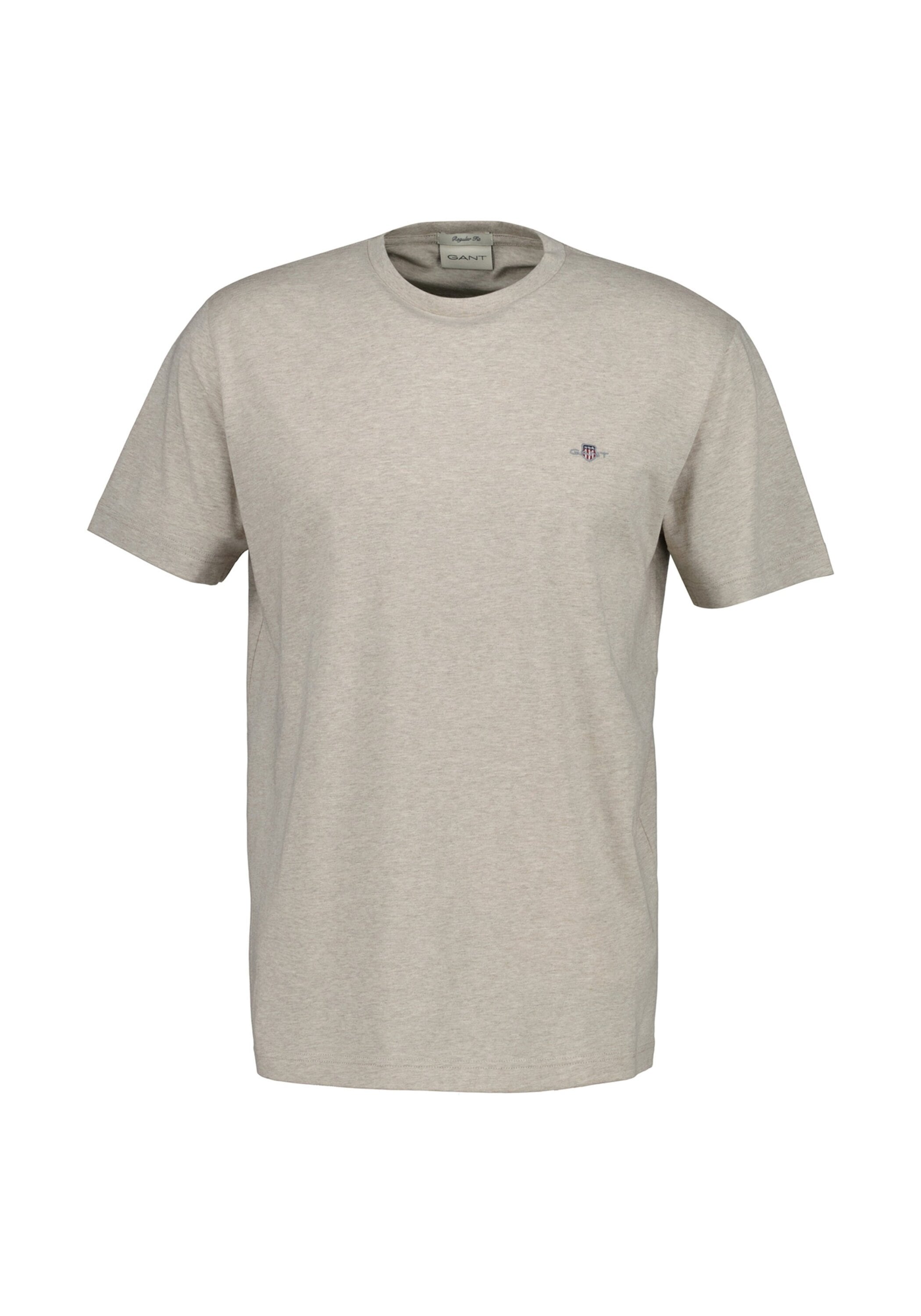 T-Shirt GANT "T-Shirt Reg Shield 1er Pack", Herren, Gr. M, beige (beige (seed melange)), Obermaterial: 100% Baumwolle CO., Shirts T-Shirt
