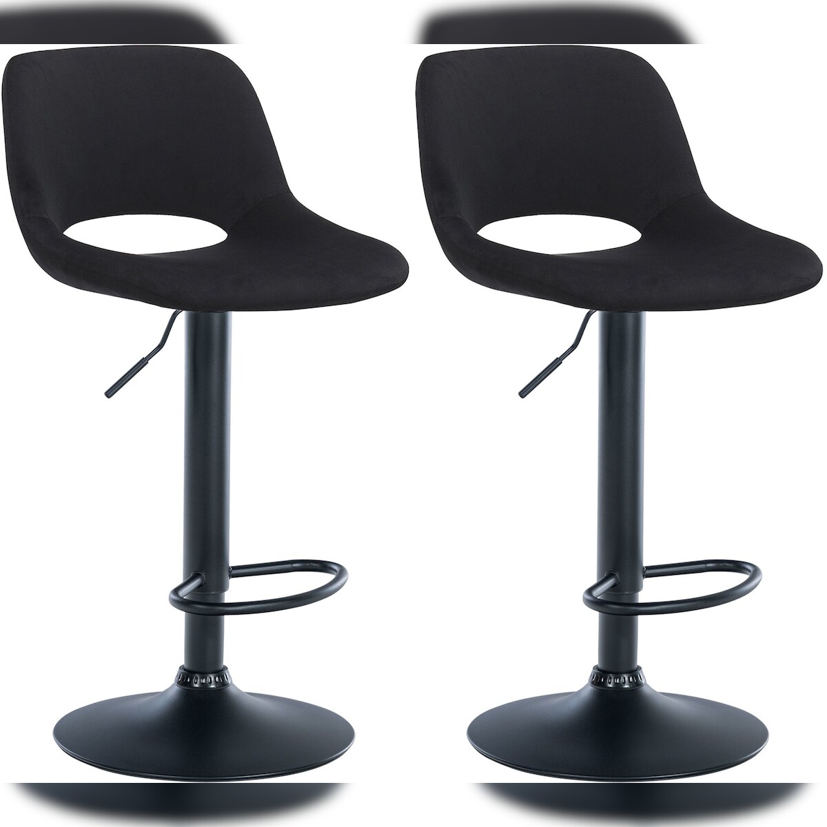 Proregal CHEFGASTRO 2er Set Barhocker ACAPULCO Samt Schwarz HxBxT 86x42x46cm Samt Schwarz Barstuhl
