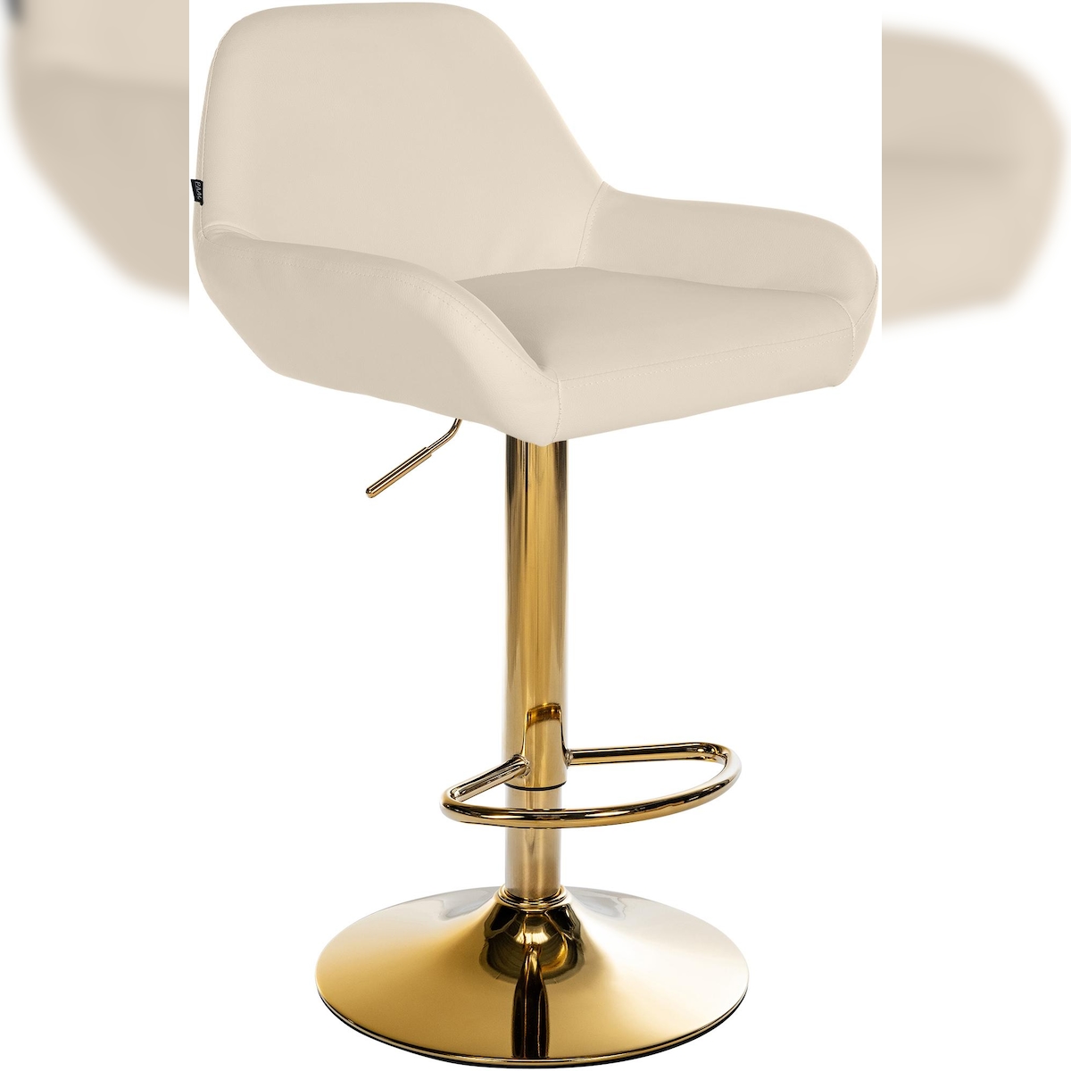 Proregal CHEFGASTRO Barhocker CARTAGENA Gold Kunstleder HxBxT 89x51x52cm Kunstleder Creme Barstuhl Image