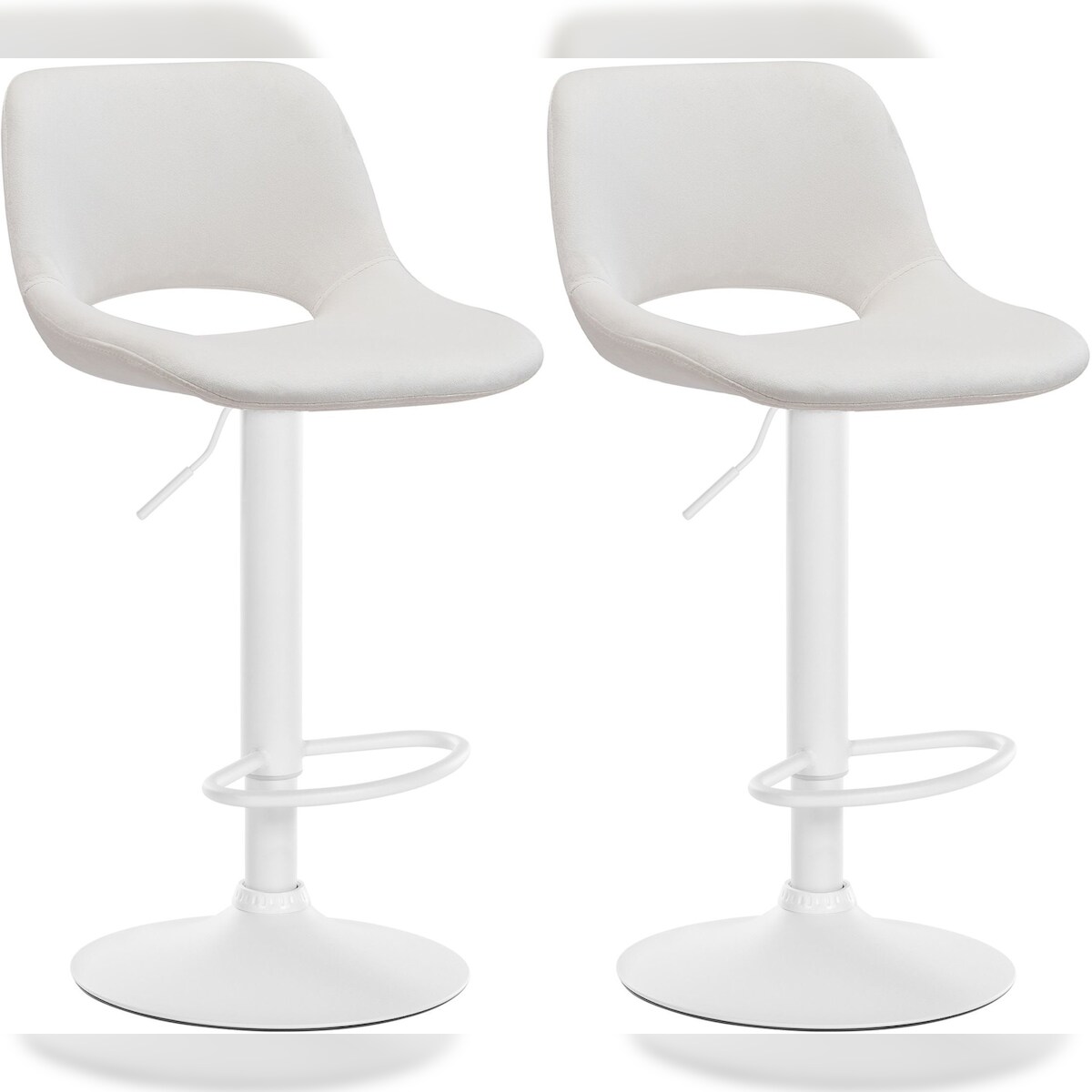 Proregal CHEFGASTRO 2er Set Barhocker ACAPULCO Samt Weiß HxBxT 86x42x46cm Samt Creme Barstuhl