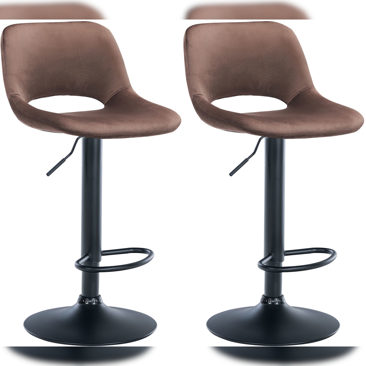 Proregal CHEFGASTRO 2er Set Barhocker ACAPULCO Samt Schwarz HxBxT 86x42x46cm Samt Braun Barstuhl