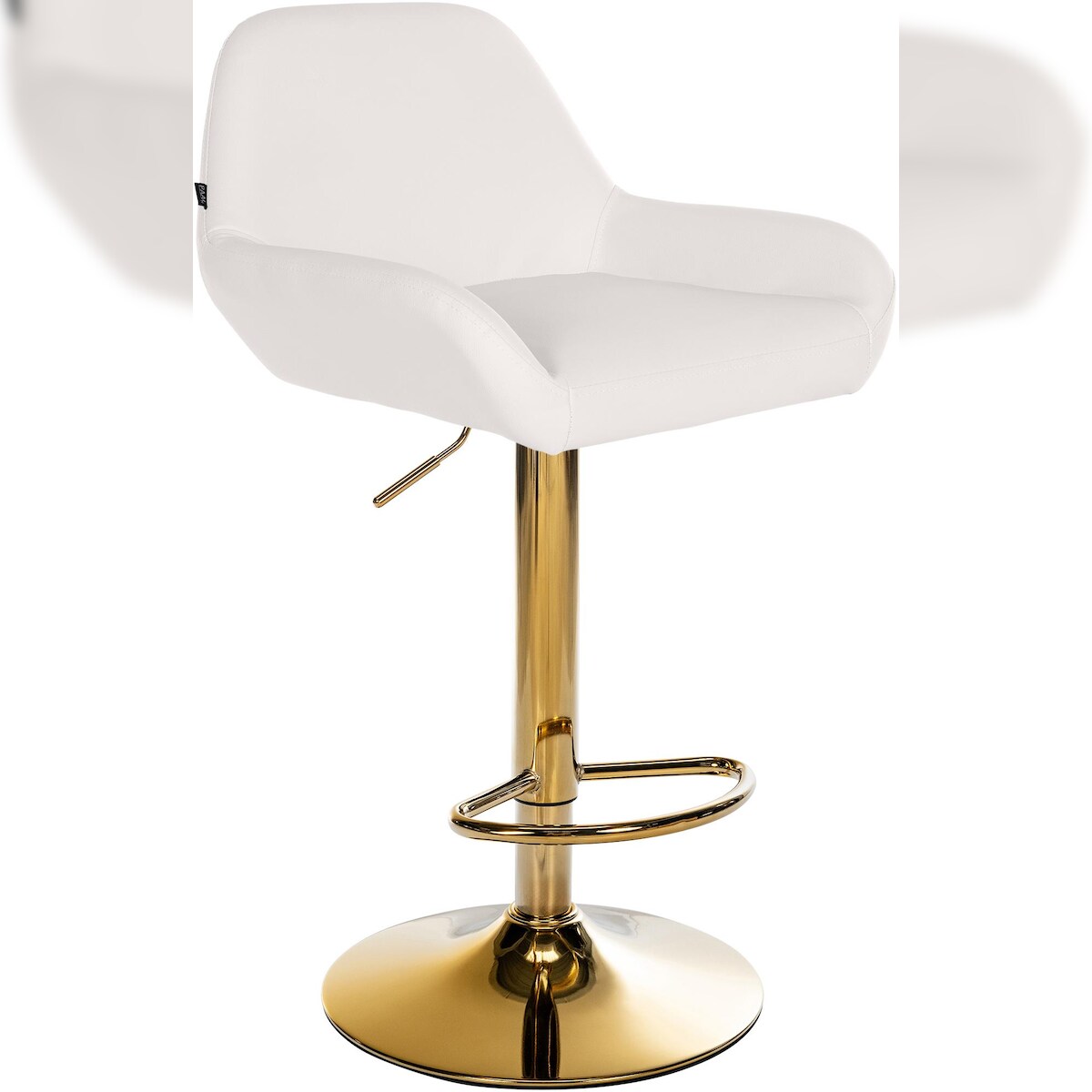 Proregal CHEFGASTRO Barhocker CARTAGENA Gold Kunstleder HxBxT 89x51x52cm Kunstleder Weiß Barstuhl Image