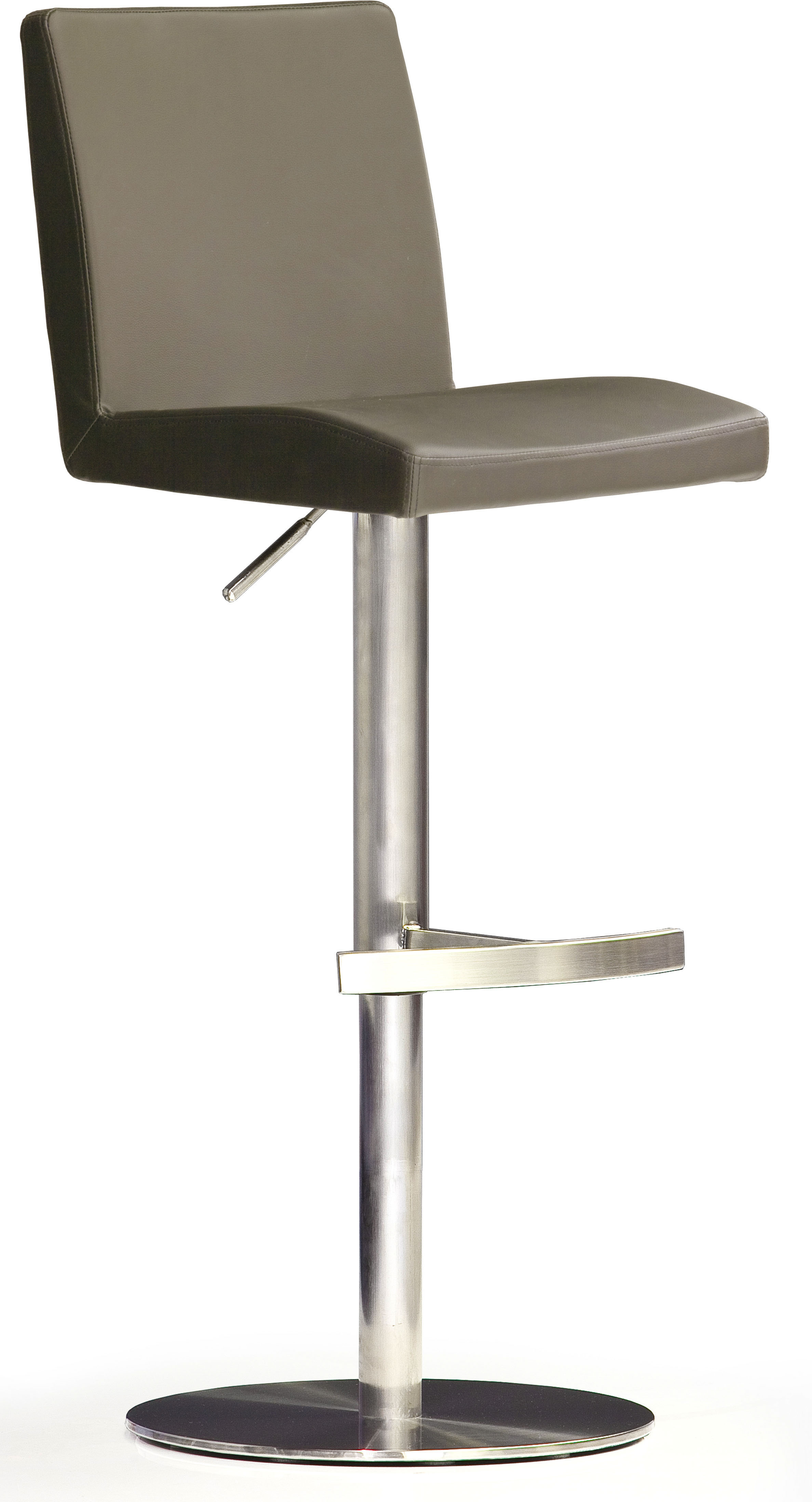 Bistrostuhl MCA FURNITURE "BARBECOOL Barhocker Bistrostuhl Tresenhocker", braun (cappuccino, edelstahl gebürstet), B:40cm H:85cm T:52cm, Leder, Stühle, Bistrostuhl, mit Rückenlehne,Bodenplatte rund, 360 drehbar, Sitzhöhe von 56-81 cm