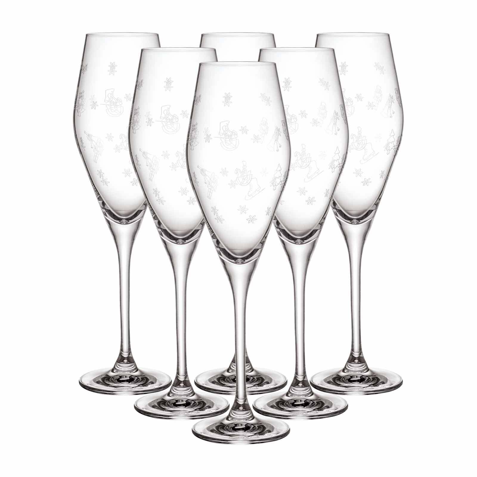 Sektglas VILLEROY & BOCH "Sektgläser Toy's Delight 260 ml 6er Set transparent", bunt (transparent), B:7,1cm H:25,1cm Ø:7,1cm, Kristallglas, Trinkgefäße, Spülmaschinenfest Image