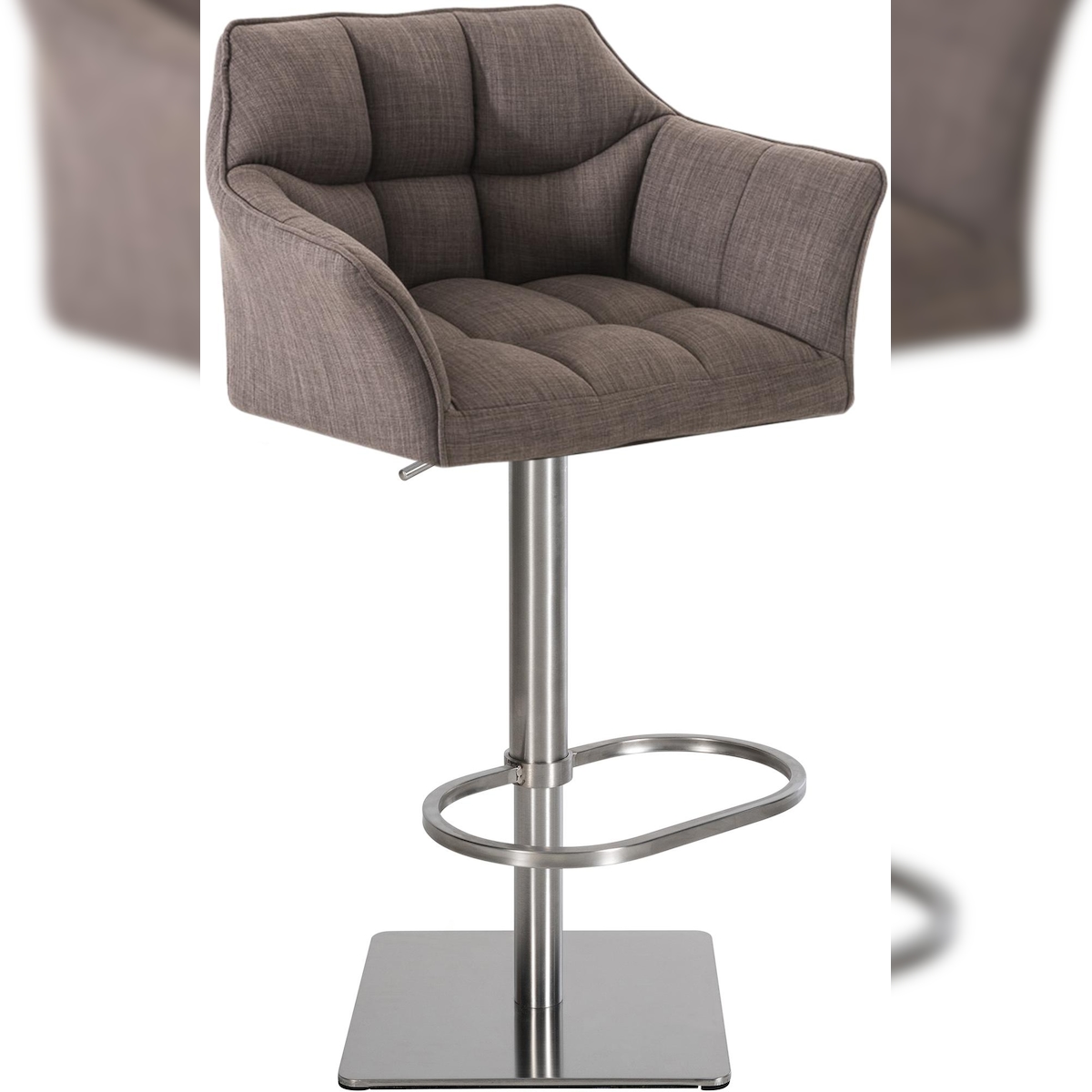 Proregal CHEFGASTRO Barhocker PHILADELPHIA Edelstahl Stoff HxBxT 88x64x45cm Stoff Grau Barstuhl Image