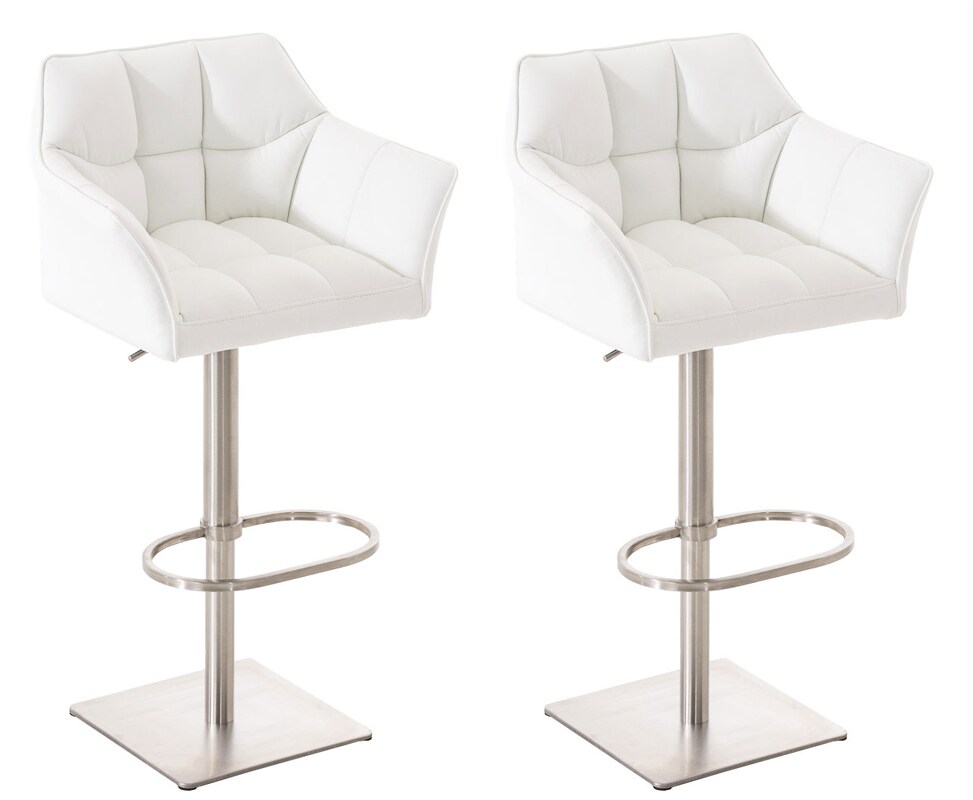 Proregal CHEFGASTRO 2er Set Barhocker PHILADELPHIA Kunstleder Edelstahl HxBxT 88x64x45cm Kunstleder Weiß Barstuhl Image