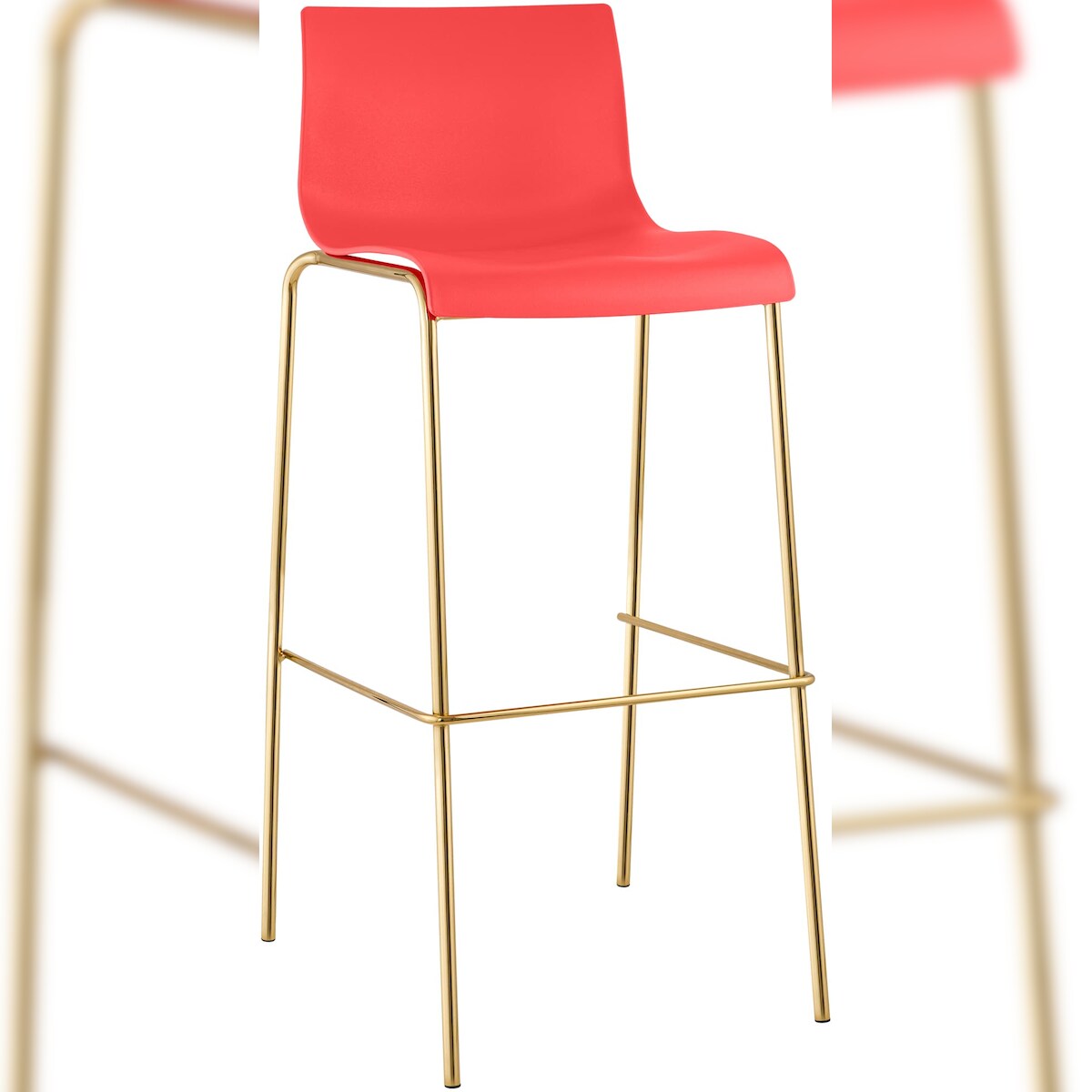 Proregal CHEFGASTRO Barhocker MAUI Kunststoff 4-Fuﬂ Gold HxBxT 100x43x48cm Kunststoff Rot Barstuhl Image
