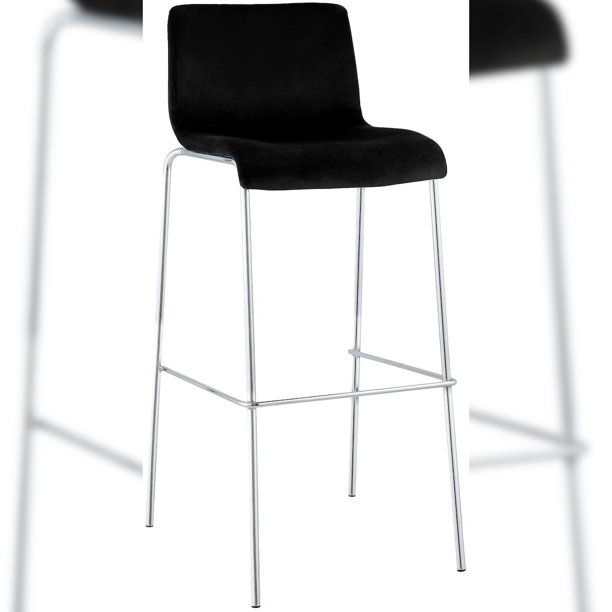Proregal CHEFGASTRO Barhocker MAUI Samt 4-Fuﬂ Chrom HxBxT 100x43x48cm Samt Schwarz Barstuhl Image