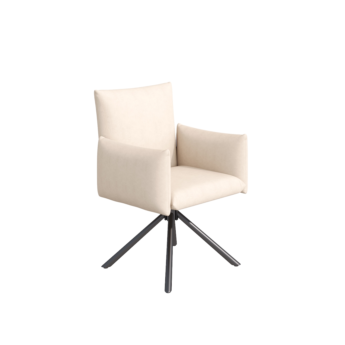 STILVORA Esszimmerstuhl 6er Set Drehstuhl Samt Beige 360 Grad mit Armlehnen und ergonomischer Rückenlehne stabile Metallbeine hoher Sitzkomfort 88x60x60 cm Image
