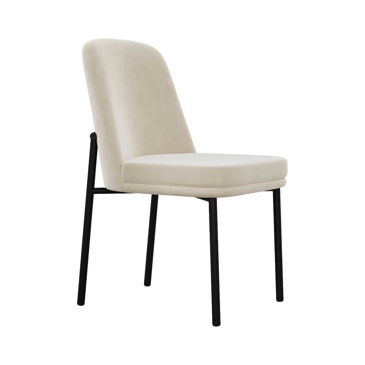 MODFU Esszimmerstuhl 6er Set Samt Beige 82x53x43 cm mit dick gepolstertem Sitz Metallgestell Schwarz modernes minimalistisches Design Image