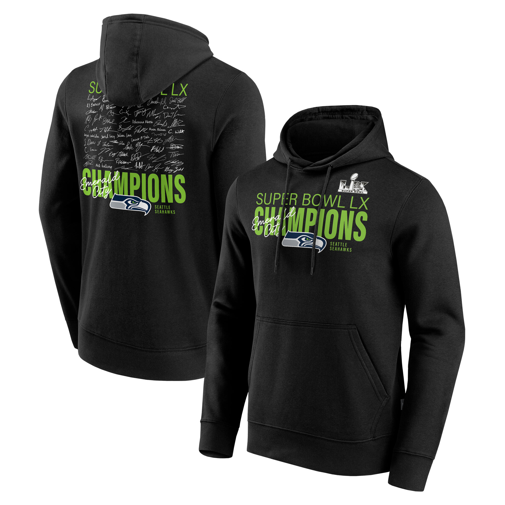 "Seattle Seahawks LX Autograph Signing Super Bowl Champions Hoodie - Schwarz - Herren" Image
