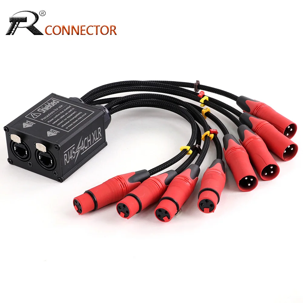 8-Kanal XLR 3-Pin Multi-Netzwerk-Breakout-Extender für Bühnen- und Studioaufnahmen, 4M+4F XLR zu Dual STP CAT6 RJ45 Ethercon Adapter Image
