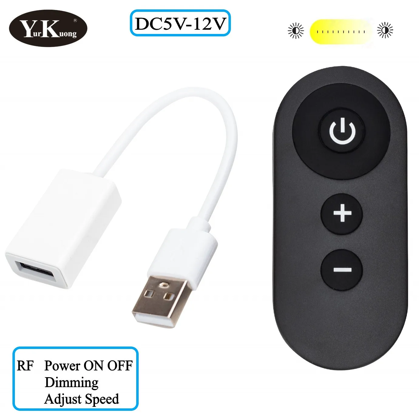 USB LED RF Fernbedienung Schalter Dim/Brighten/Power on off drahtlose schalter mini fernbedienung schalter 5V 9V 12V433MHZ Image