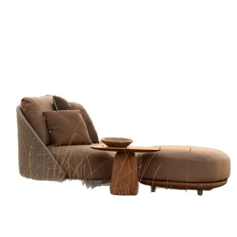 Nordic Outdoor Teak Sofa Outdoor Open-Air Balkon Garten Freizeit Rattan Stuhl Image