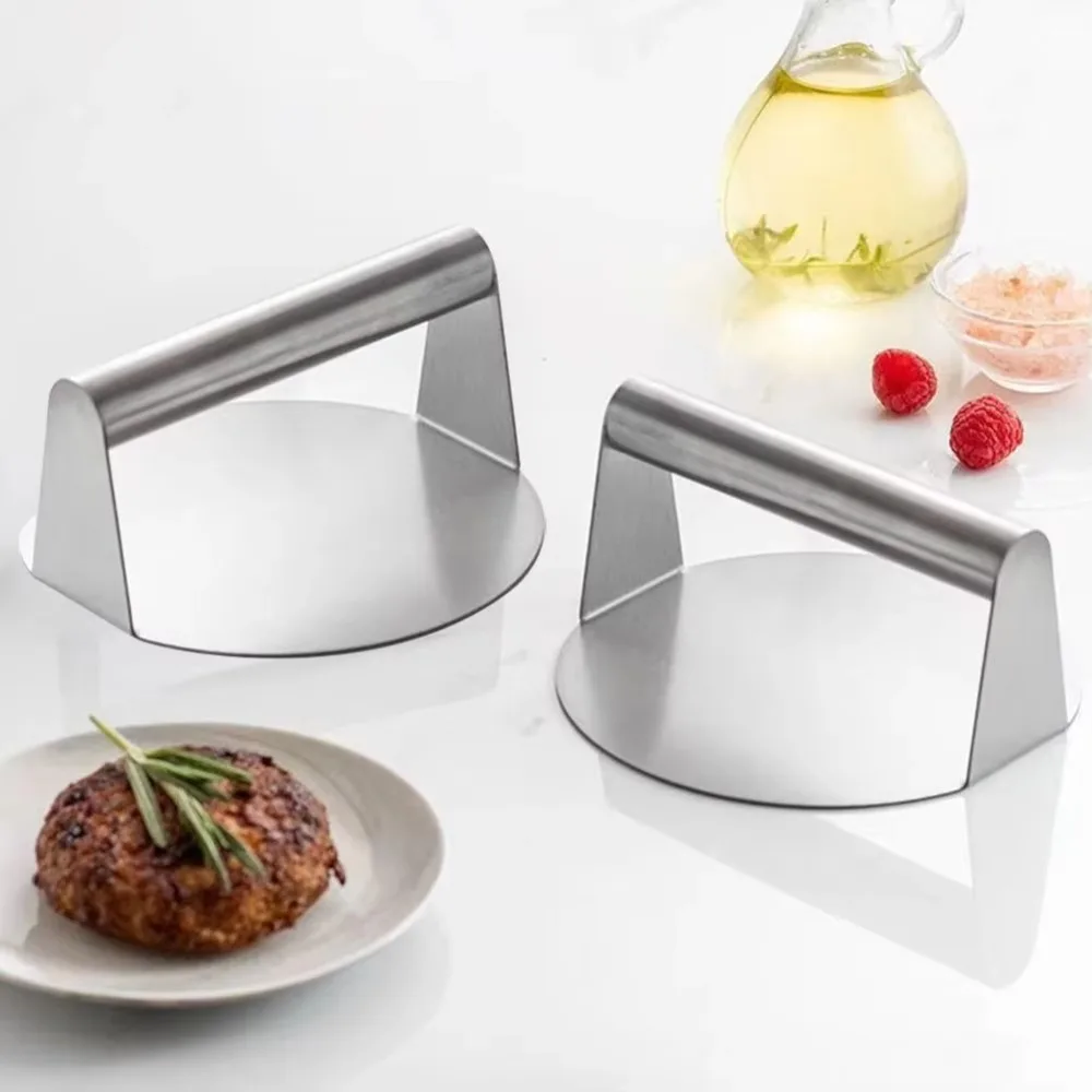 Grillpresse aus Edelstahl, Smash Burgerpresse, kein Rost, runde Grillpresse aus Edelstahl, Burger Smasher, professionelles Kochen