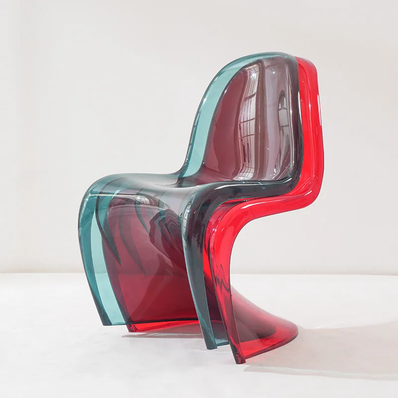 Weißer Esszimmerstuhl, transparenter Kunststoff-Acrylstuhl, Rückenlehne, lässiger Verhandlungsstuhl Image