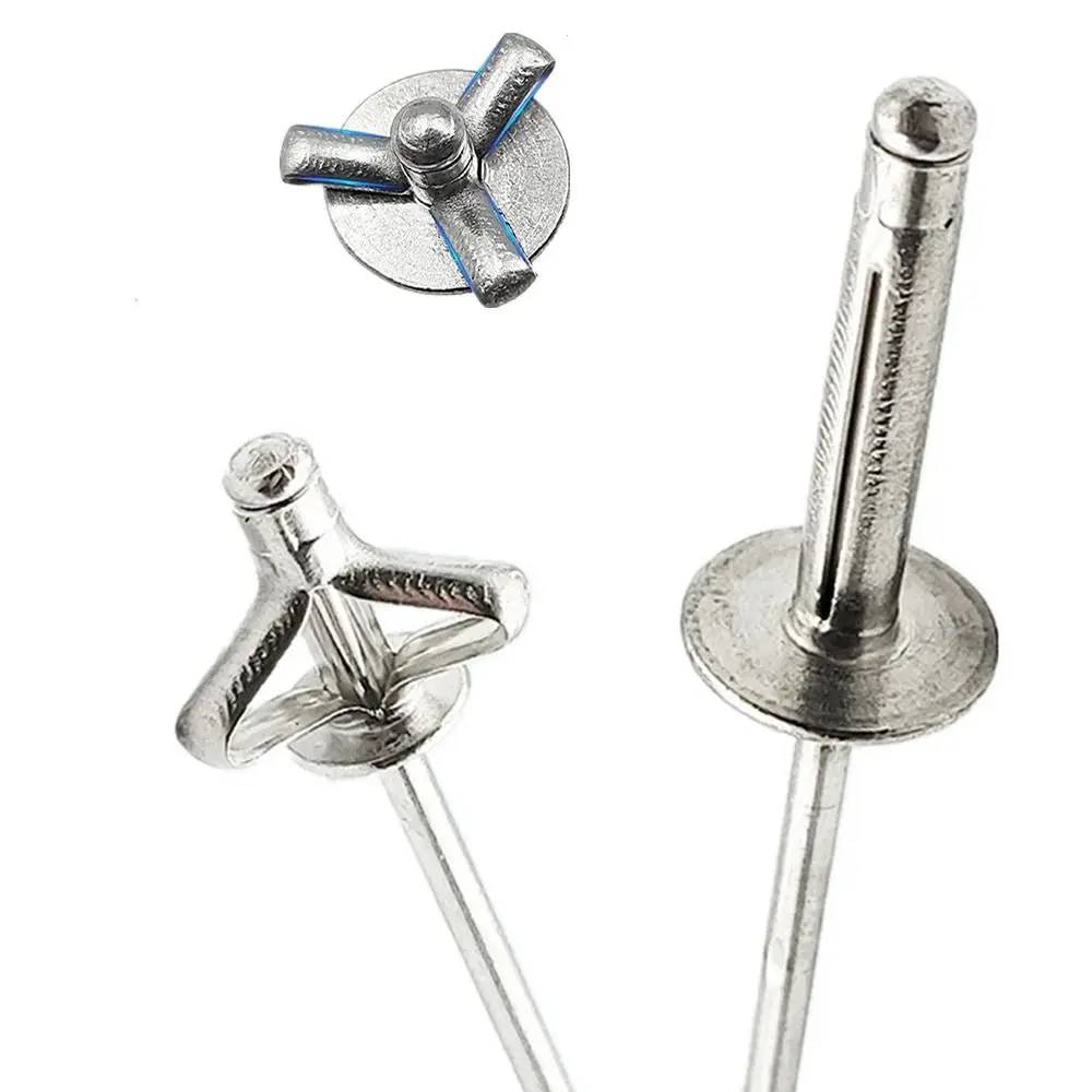 50 Stück Neue 3,2mm 4,0mm 4,8mm Faltnieten Silber Dreifach Gefaltete Aluminiumlegierung Nieten Rundkopf Tri-Grip Nieten Image