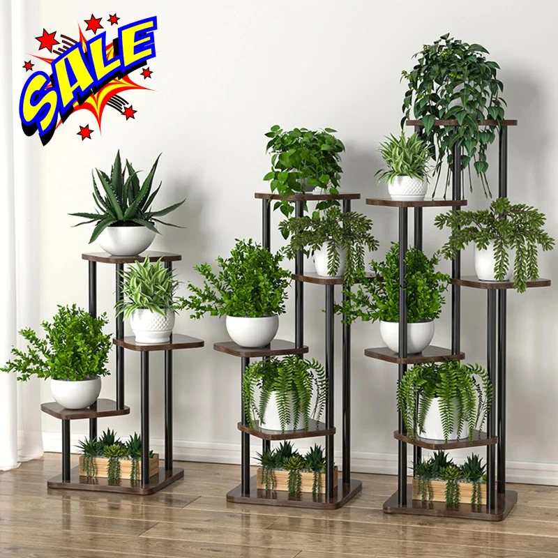 Pflanzenständer und Blumenständer, Holzregal, 5/6/8 Schichten, Ausstellungsständer, Aufbewahrungsregal, Topfregal, Organizer, Regale, Gartendekoration Image