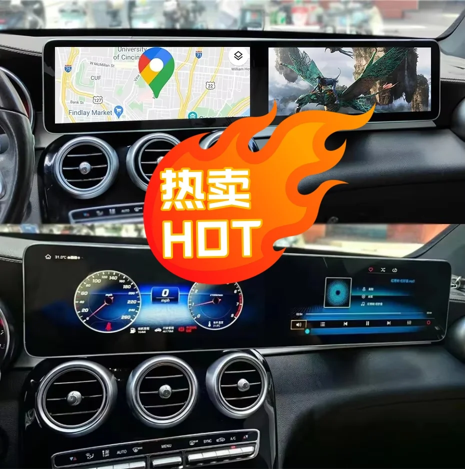 RHD LHDDual bildschirm 12,3 "+ 12,3" Android auto radio Für Mercedes Benz C/GLC/V W205 2015-2021 NTG 5,0 5,5 6,0 Carplay GPS multimedia Image