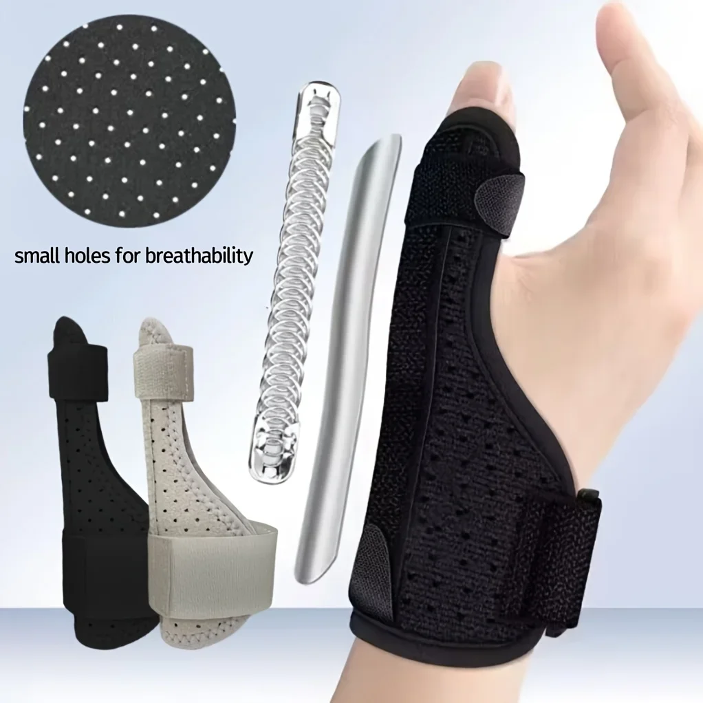 1 Stück verstellbare Daumen- und Handgelenkstütze mit Platte aus Aluminiumlegierung, atmungsaktiv für die Genesung von Handgelenk- und Daumenverletzungen, passend für beide Hände Image