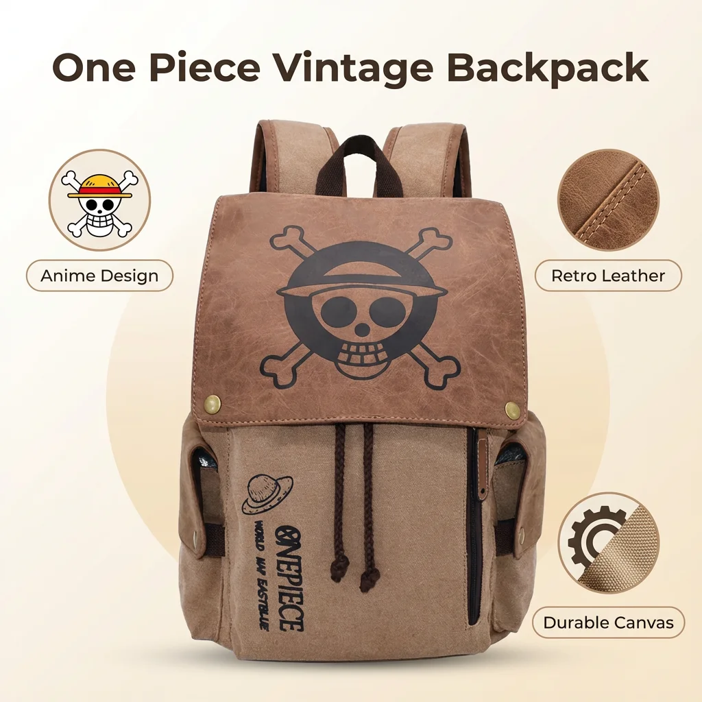 Cartoon Animation AttackonTitan ONEPIECE NARUTO Canvas-Rucksack mit großem Fassungsvermögen Image