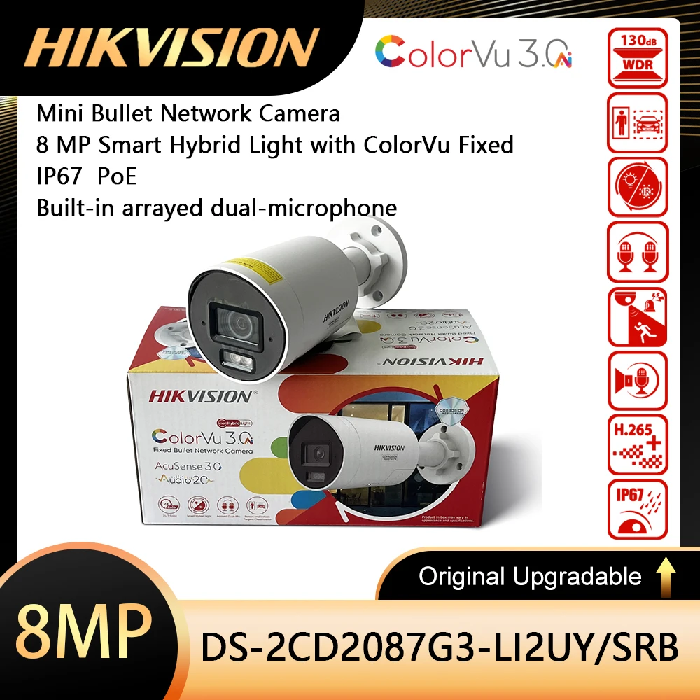Hikvision DS-2CD2087G3-LI2UY/SRB 8MP Smart Hybrid Light mit ColorVu Feste Mini-Bullet-Netzwerkkamera CCTV-System Image