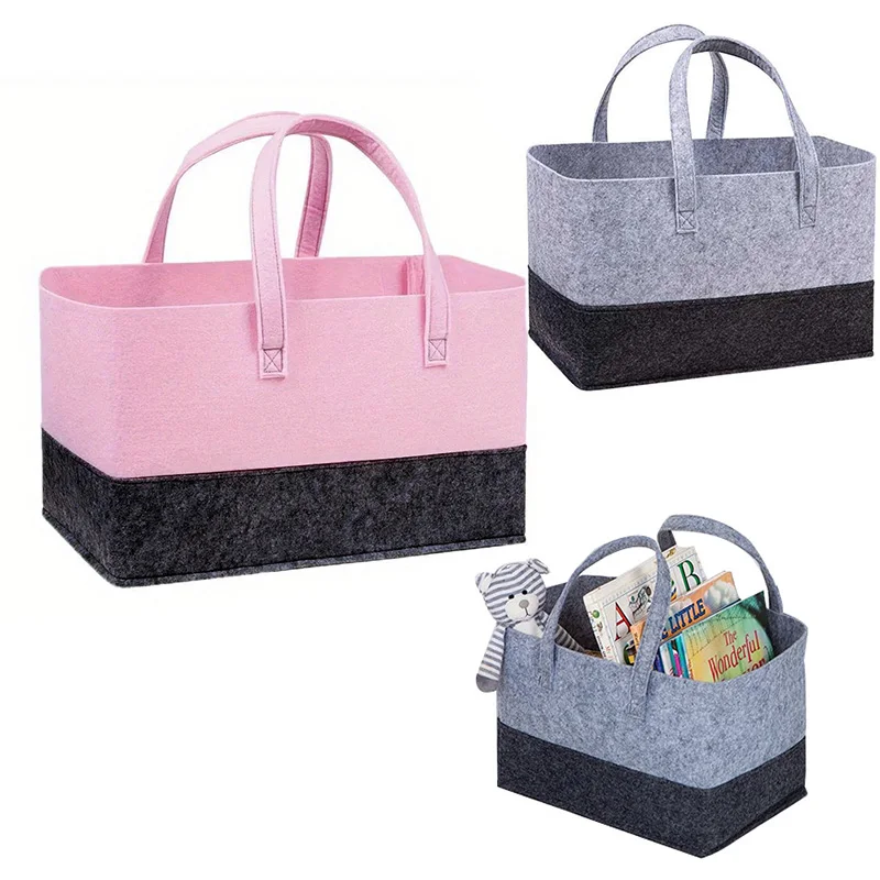 Neue 1-teilige Filzhandtasche mit großer Kapazität, offene modische Einkaufstasche, faltbar mit Griff, Einkaufstasche für die Aufbewahrung von Spielzeugbüchern und Kleinigkeiten Image
