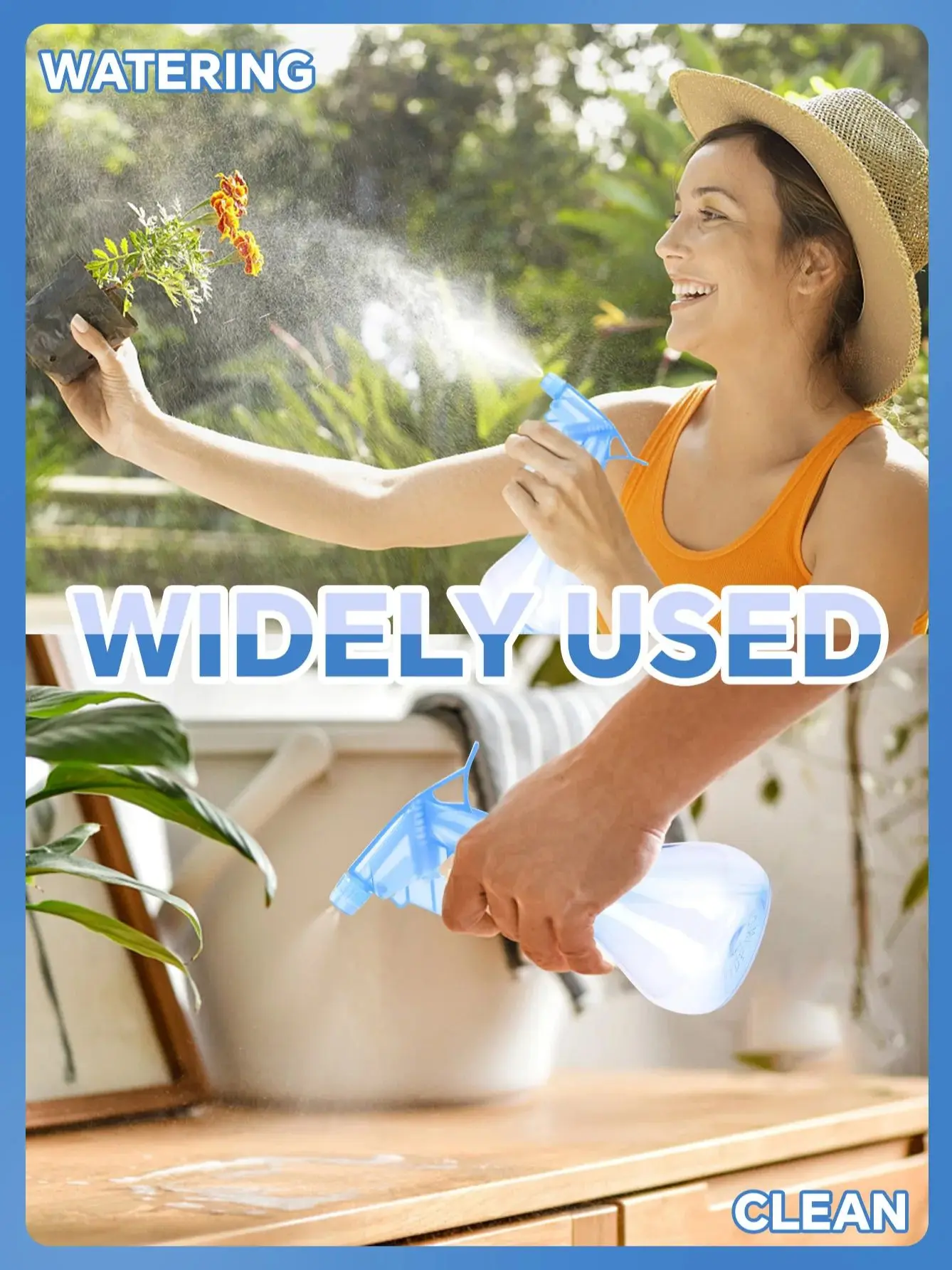 Sprühflasche mit verstellbarer Düse – wiederverwendbare Kunststoff-Gießflasche für Salon, Friseur und Pflanzenpflege, die die Blumen bewässern Image