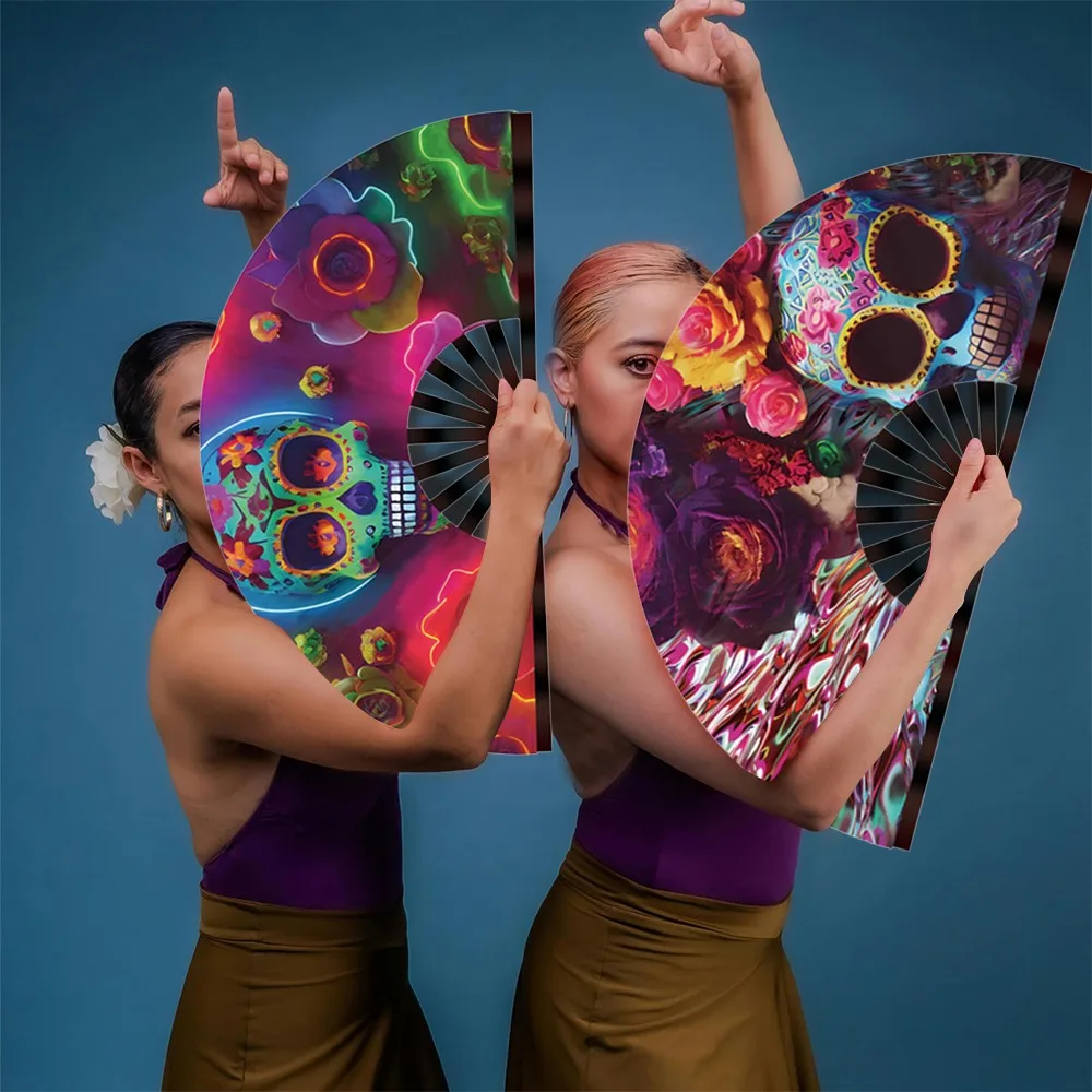 Zehn-Zoll-Fluoreszenzventilator, UV-Glühen, leicht, Tai-Chi-Ventilator, Bühnenauftritt, Tanz, faltbar, Kung-Fu-Faltventilator Image