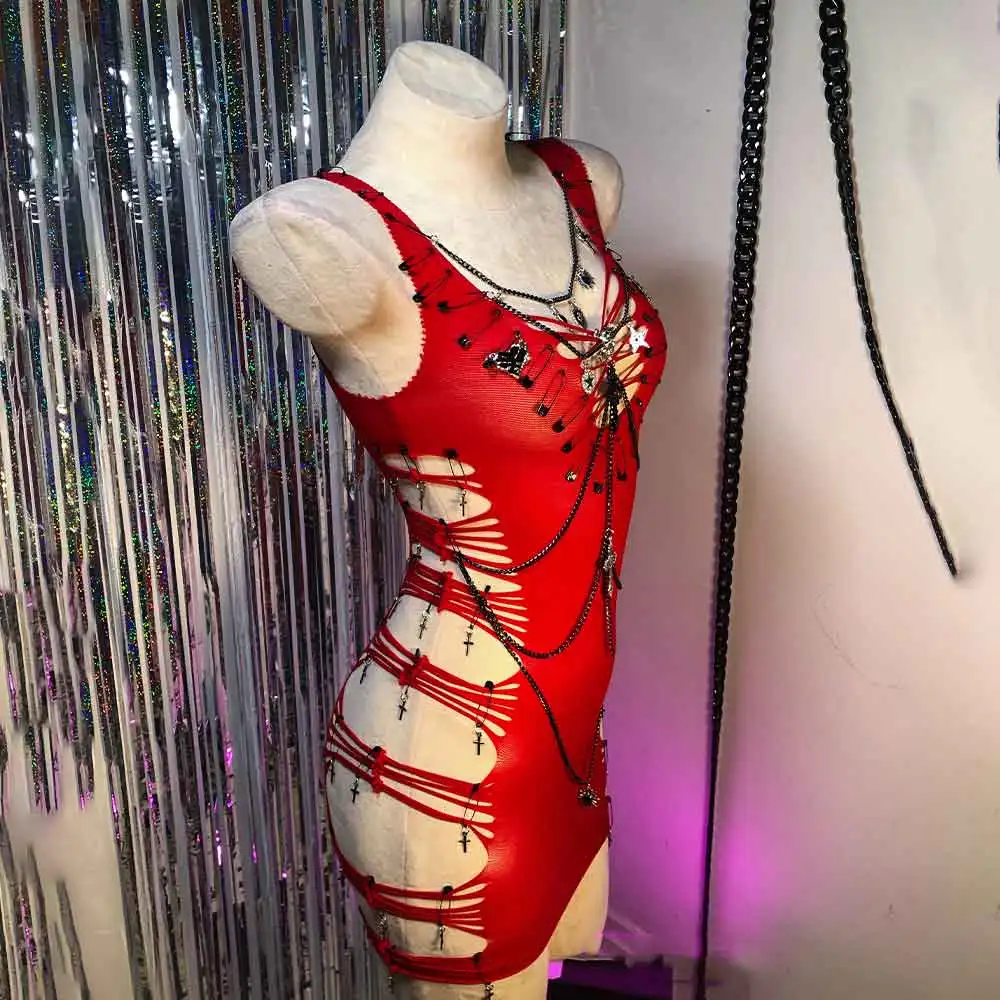 Harajuku 90er Jahre Hip Hop Gothic Kleid DIY Kawaii Teen Y2K TOPS Pin Emo Handgemacht Goth Grunge Totenkopf Kette Eco E-Girls Punk Rock